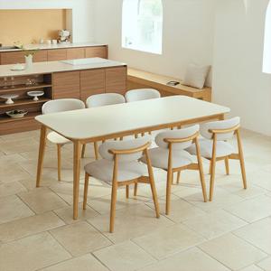 [다우닝] 노에뜨 스퀘어 원목 포세린 세라믹 6인 1800 식탁세트