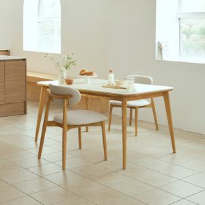 [다우닝] 노에뜨 스퀘어 원목 포세린 세라믹 2인 1400 식탁세트