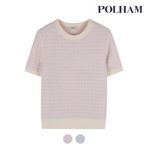 [폴햄][폴햄] 여성 트위드 라운드넥 반팔니트_PHE2ER2050