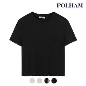 [폴햄][폴햄] 여성 립 웨이브 크롭 반팔_PHE2TR2310