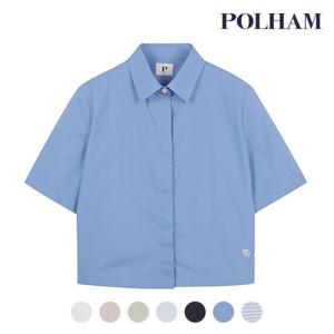 [폴햄][폴햄] 여성 포플린 크롭 반팔셔츠_PHE2WC2813