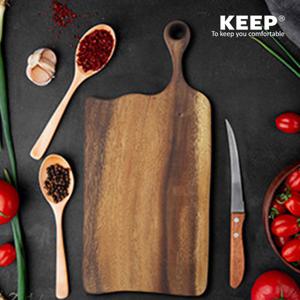 [KEEP]KEEP 캠핑 통원목 손잡이 월넛 도마 플레이팅 양면 나무