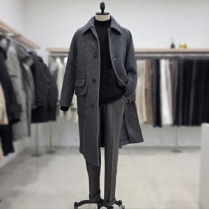 [레노마 옴므]23FW 오버핏 발마칸 롱코트 RPDMBH62A 다크그레이