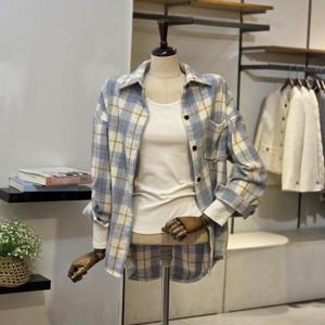 [반에이크]VB5YBLM309Z_컬러 체크 기모 남방