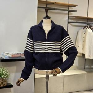 [반에이크]VB5YKCM332Z_라운드카라 줄무늬 집업 가디건