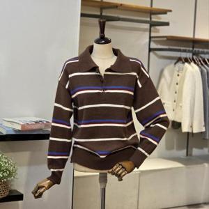 [반에이크]VB5YKTM327Z_오픈 카라 단가라 니트