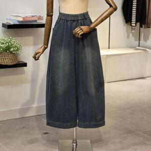 [반에이크]VB5XDLM302W_밴딩 와이드 통 데님 팬츠