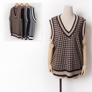 [시드마켓]브이넥 하운드투스 니트조끼 208B449S 빅사이즈 여성