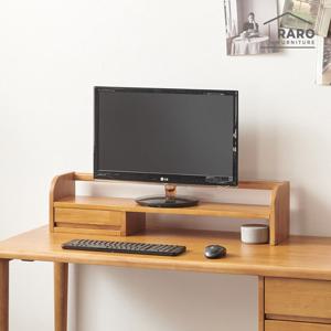라로퍼니처 어반 고무나무 원목 모니터 받침대 책상 서랍 선반