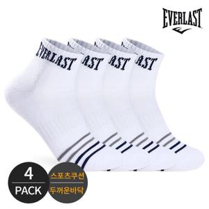 에버라스트 남성 스포츠 쿠션 배색컬러 라인 발목양말 4P_WH