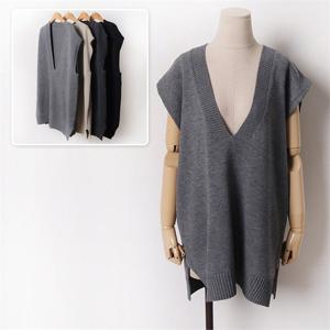 [시드마켓]딥브이넥 트임 니트 베스트 303B475S 빅사이즈 여성 (