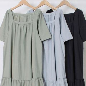 빅사이즈미시옷 306O411S 프릴 스퀘어넥 원피스 빅사이즈 의류