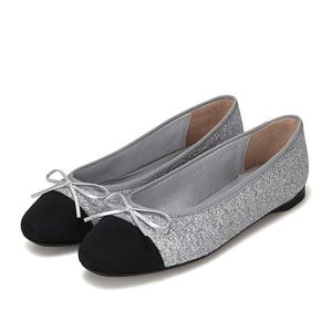 [바바라(슈즈)]블링 글리터 리본 포인트 데일리 플랫슈즈 BBH101-SI
