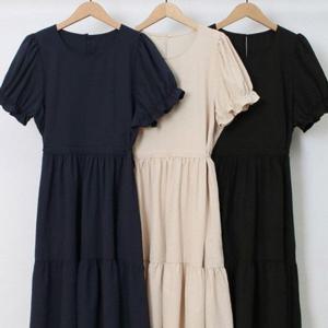 원피스 의류 퍼프 끈 빅사이즈 리본 307O435S