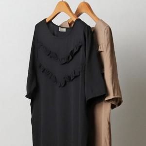 빅사이즈 프릴 트임 투라인 원피스 306J215S