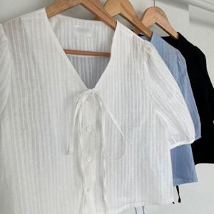 307P700S 빅사이즈 퍼프 블라우스 브이 펀칭