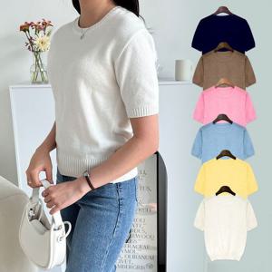 봄니트 탄야 코튼 라운드 반팔 니트 SD 230419