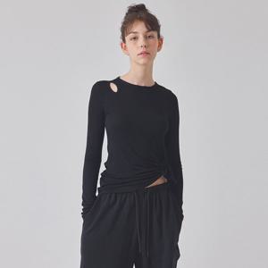 SHOULDER CUT-OUT LONG SLEEVE TOP_T416TP121(BK)