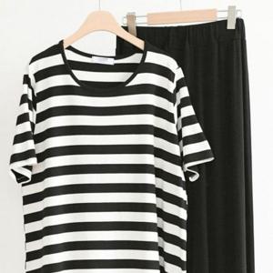 빅사이즈미시옷 306P541S 세트 빅사이즈 단가라 팬츠 와이드 의