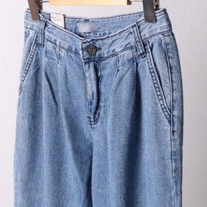 빅사이즈미시옷 307I763S 빅사이즈 주름 데님 핀턱 일자