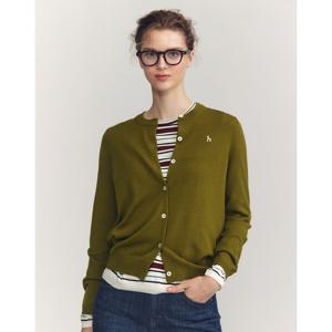 헤지스 여성 24FW 가격인하울100% 옐로우그린 라운드넥 가디건 HSSW4CC75L2