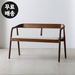 로미 고무나무 원목 패브릭 2인용 벤치 크림베이지