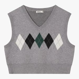 유솔 sh06 하이틴 아가일 크랍 조끼 ULVK24852