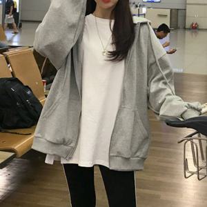 루즈핏 여성 패션 캐주얼 데일리 후드 집업 LK-T016