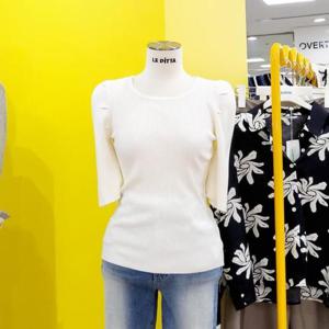 르피타 DP01 퍼프소매 유넥 골지 니트 L243BSW901