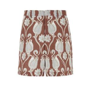 발렌티노 가라바니 남성 브라운 Linen 린넨 프린티드 버뮤다 쇼츠 5V3RDD12AD7 ZAG