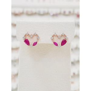 볼라레 세이브존03 볼라레 루비 하트 스카시 은침귀걸이 AGspe1206AG