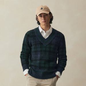 [FW 시즌오프 30%]  브러쉬드 울 블랙와치 테니스 스웨터 (멀티) (BBWNMM38797EW)