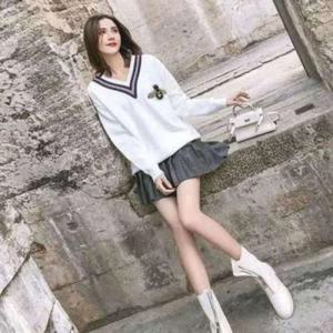 V넥 스쿨룩 F32133 니트티 기본스타일 심플 스웨터