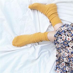 긴목 골지 양말 머스타드