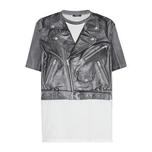 발망 레더 재킷 디자인 지퍼 디테일 루즈 티셔츠 EH1EG010GE40