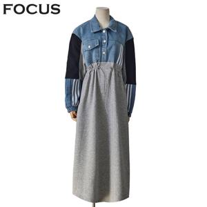 [포커스]데님배색 삼줄 원피스_FS5A3OP3058