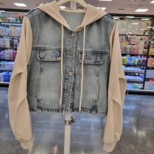 라티움 HC34 봄가을팔편한배색밑단스트링후드숏청점퍼 T2513jk13