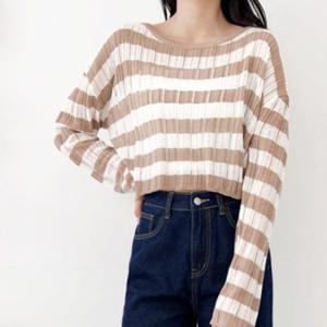 단가라 크롭 니트 티셔츠 DJJ1043