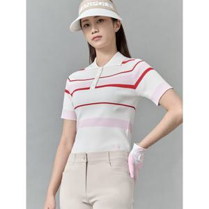 빈폴골프 여성 스트라이프 반팔 풀오버 - 레드 BJ5351A106