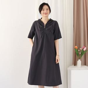 [웬디즈갤러리]니콜라이 지퍼 후드 반팔원피스 ROP108