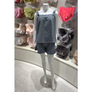 [바바라] 블루 플로킹 시어서커 여성 민소매 홈웨어 파자마잠옷(AWP4600S)(BL)