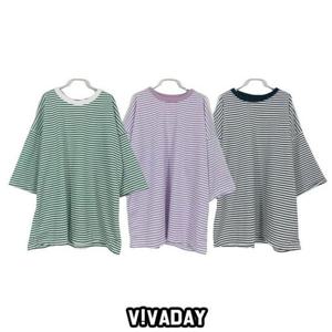 VIDS-SS1078 스트라이프 롱 반팔티