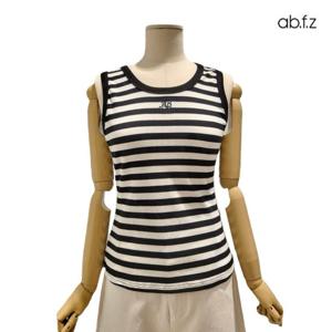 [에이비에프지]심플 자수 포인트 골지 스트라이프 민소매 티셔츠 APZ5QK36G