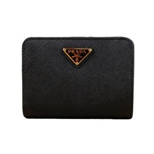 W 프라다 사피아노 삼각로고 컴팩트 반지갑 블랙 1ML018 QHH F0002
