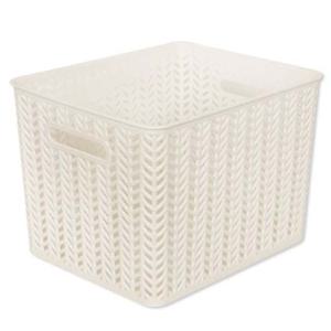 헤링본 오픈 바스켓 바구니 7호 화이트