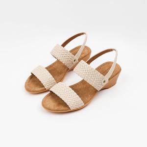 [신난다슈] 여성 슬링백 샌들 힐 5cm 여자 웨지 힐 뮬 샌들 발편한 통굽 MRO257211 아이보리