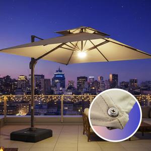 밀라노 3M 폴딩 사각 파라솔 150kg 받침대 LED등 포함