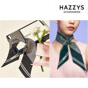 [헤지스ACC][선물포장][완판재출시] 블랙 하운드투스 쁘띠 실크 스카프 HISC5F900BK