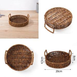 베스트 원형 라탄짜임 트레이 20cm 수납 정리함