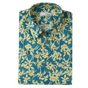 (듀퐁)25년 SS 신상 -SE5MM21HS317SGE(그린)- 슬림핏 면100 플라워 프린트 반팔셔츠